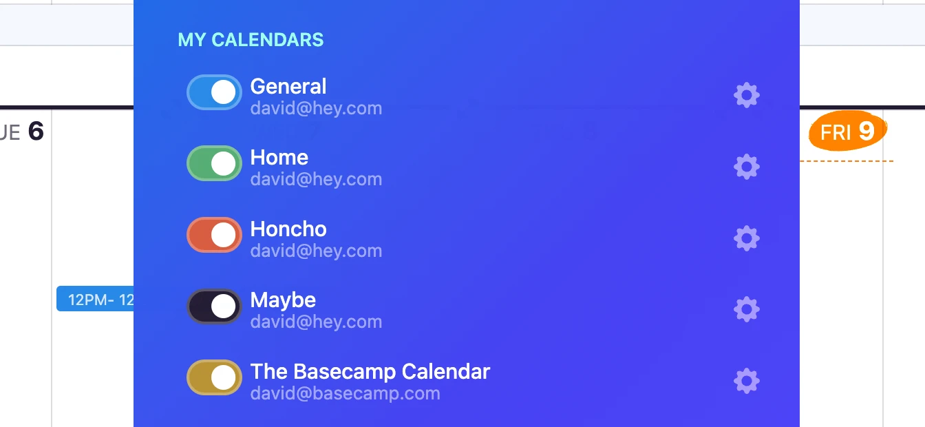 Calendar account names