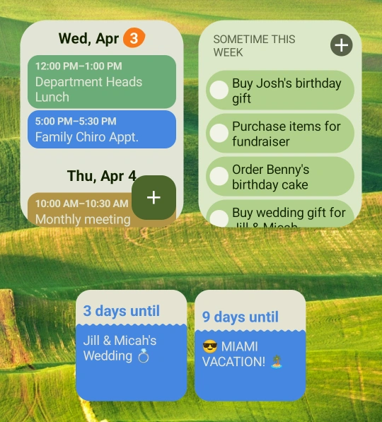 Calendar widgets